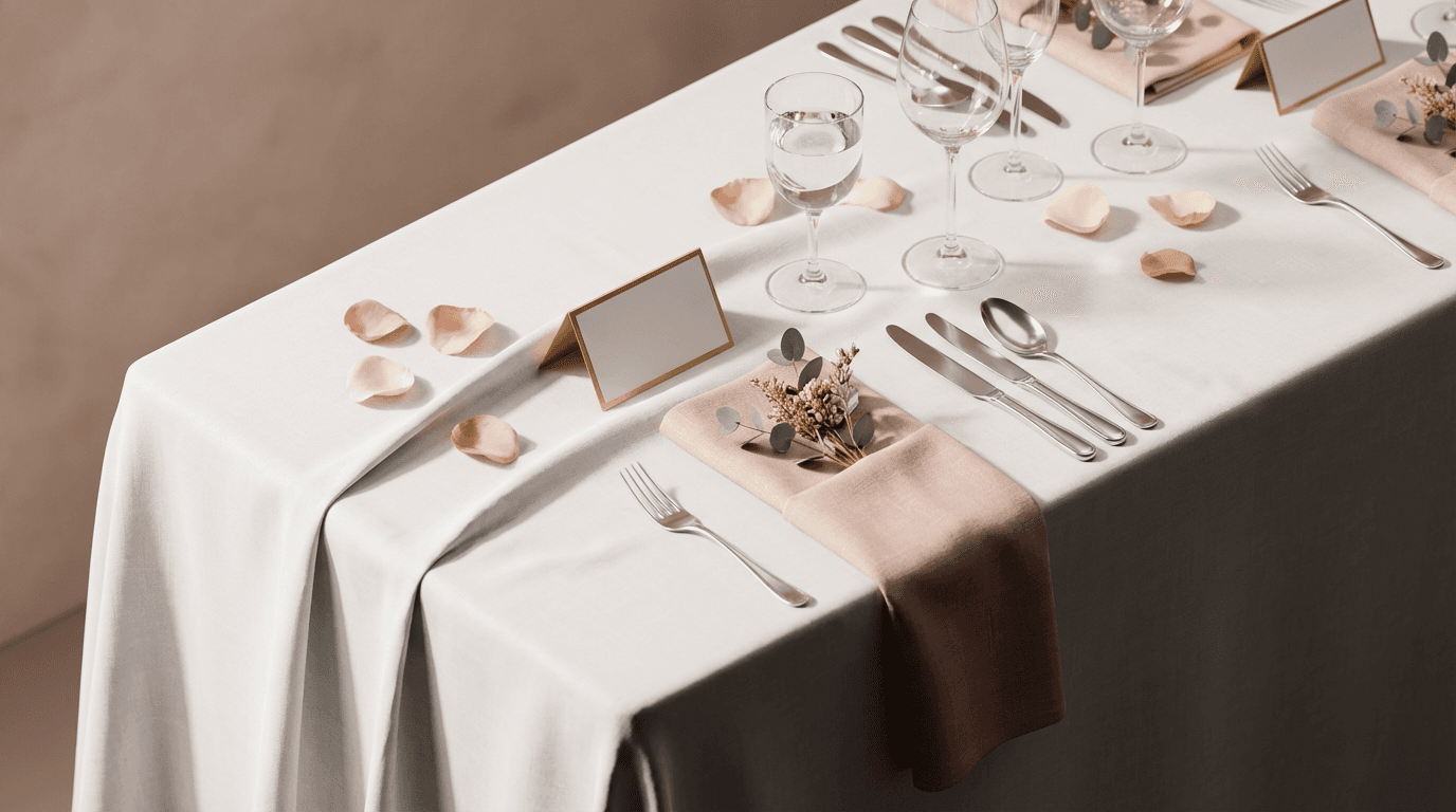 Elegant event table with white floral centerpieces in a modern Toronto venue